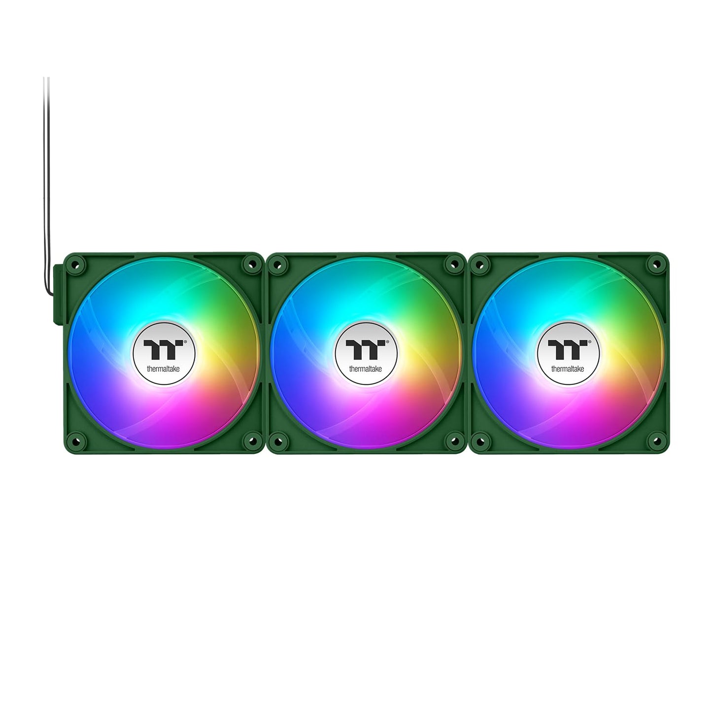 Thermaltake CT140 EX Reverse ARGB Sync PC Cooling Fan 3 Pack, 500~1800 RPM, 5V Mobo Sync, 16.8 Million Colors 9 LEDs, MagForce 2.0 Connectors, Hydraulic Bearing, Racing Green, CL-F230-PL14RG-A