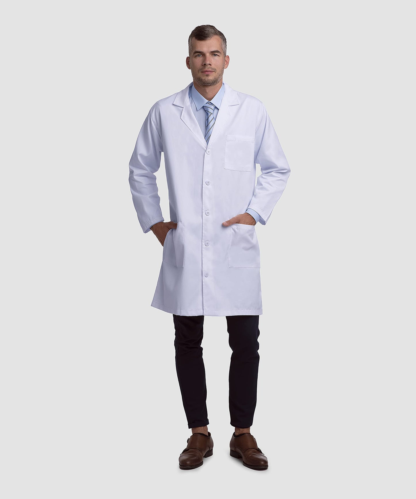 Lab Coat X Professional Lab Coat for Men, Long Sleeve, White, Classic Fit, Unisex