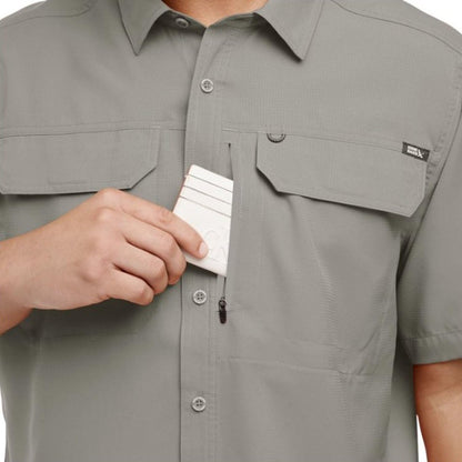 Eddie Bauer Men's Short Sleeve Woven Tech Shirt (US, Alpha, X-Large, Regular, Regular, Grey)