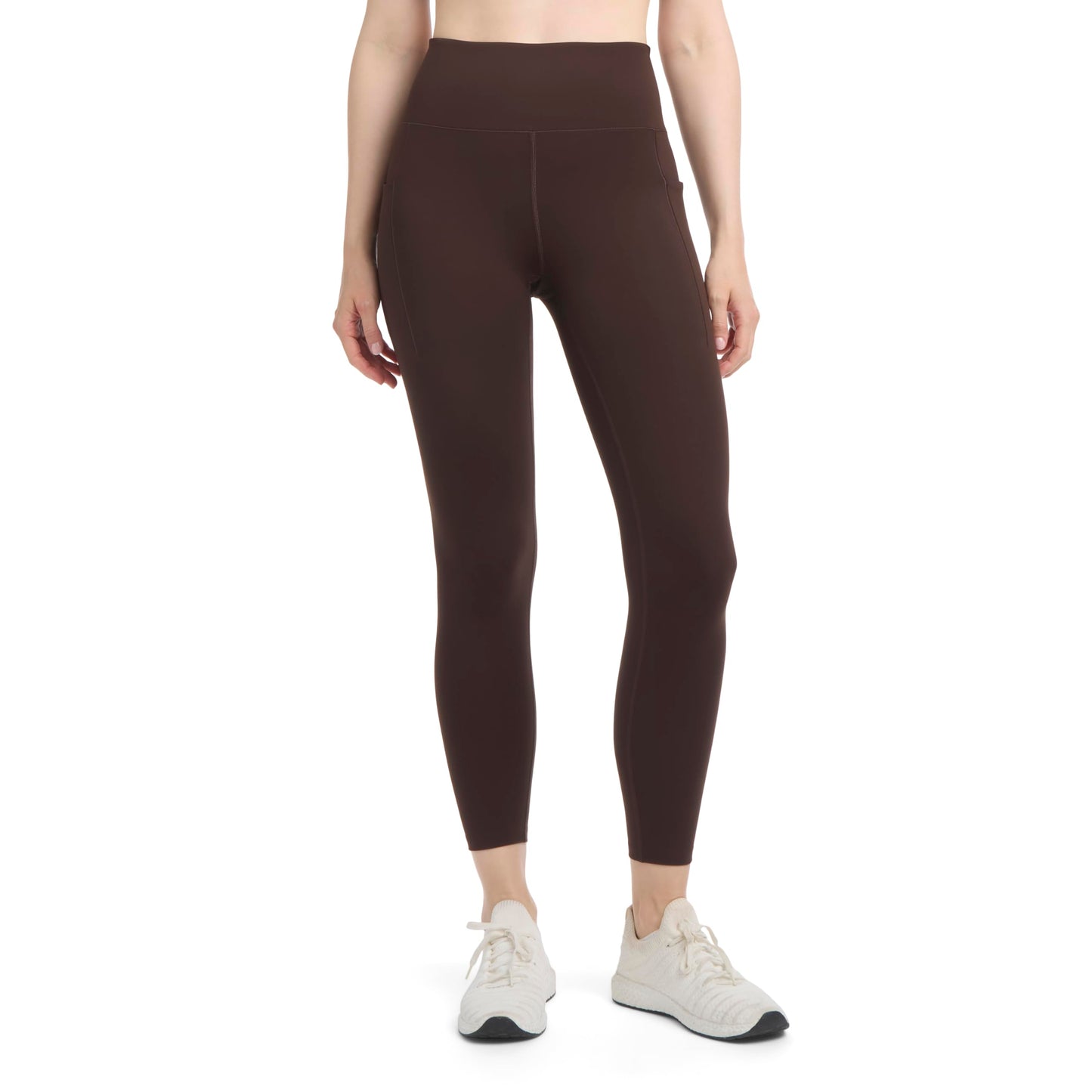 Danskin Women's Satin Stitch Shaped Back 7/8 Leggings, Espresso, X-Small