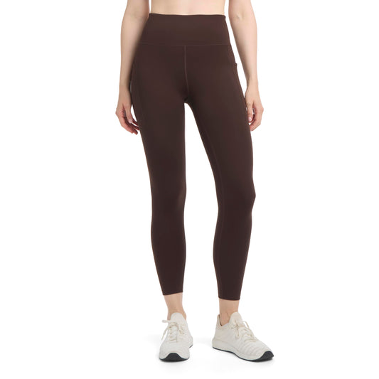 Danskin Women's Satin Stitch Shaped Back 7/8 Leggings, Espresso, Small