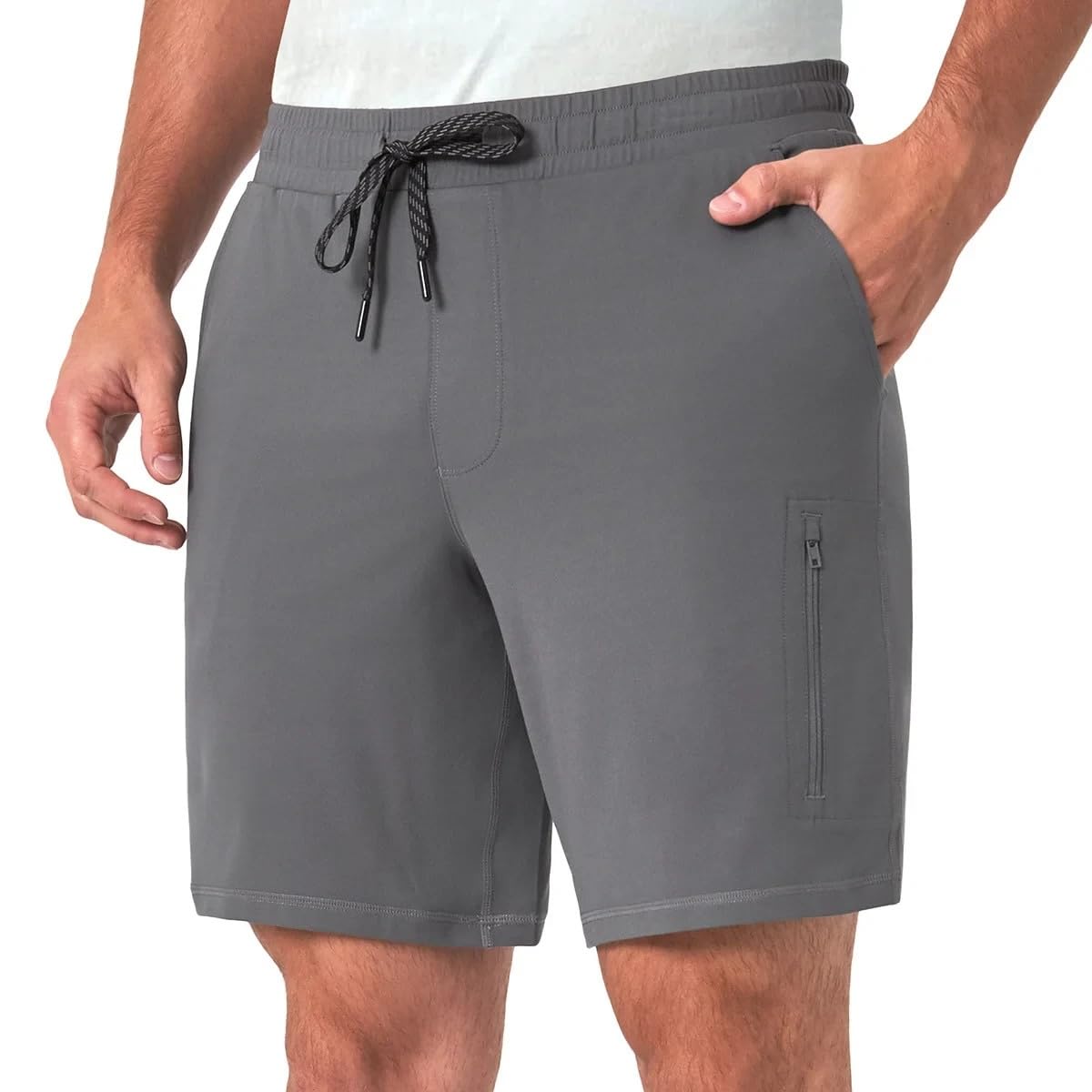 Mondetta Outdoor Project Men's Performance Active Short with Pockets (US, Alpha, Medium, Regular, Regular, Gray)