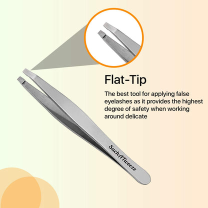 SuchATweeze Stainless Steel Slant Tweezer - Well Designed Protected Tip - Precision Plucker for Men and Women - Perfect for Ingrown and Facial hairs - 5.12� x 1.97� x 0.59�(Set of 4)