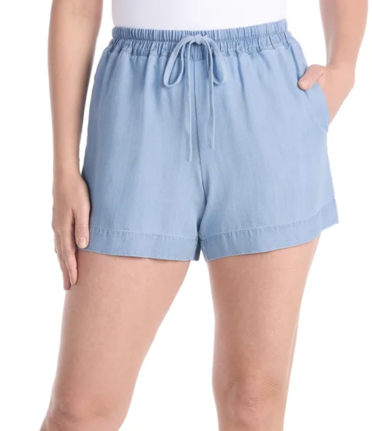 Hilary Radley Women's Pull-On Tencel Short with Pockets (US, Alpha, XX-Large, Regular, Regular, Light Blue (Light Denim))