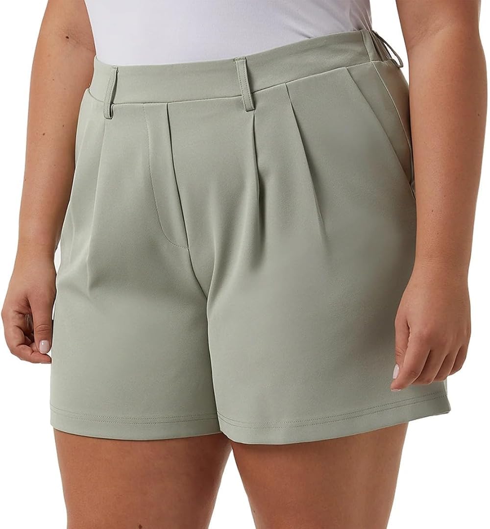 32 Degrees Women's Pleated Shorts (US, Alpha, Small, Regular, Regular, Green)