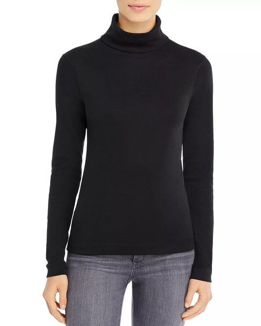 Three Dots Heritage Rib Long Sleeve Turtleneck Black 1 MD (US 6-8)