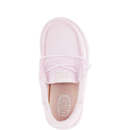 HEYDUDE Unisex Toddler Wally Funk Mono Slip On Shoe, Light Pink Size 7 | Lightweight Textile Loafer with Elastic Laces & Foam Insole