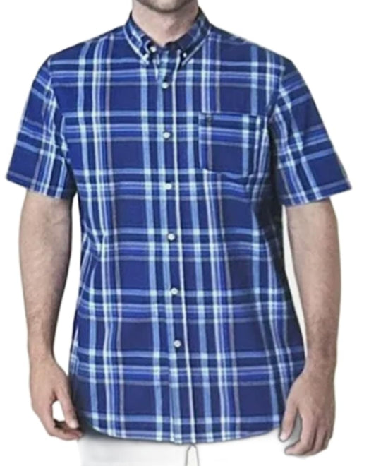 Chaps Men�s Short Sleeve Woven Shirt (US, Alpha, X-Large, Regular, Regular, Dark Blue)