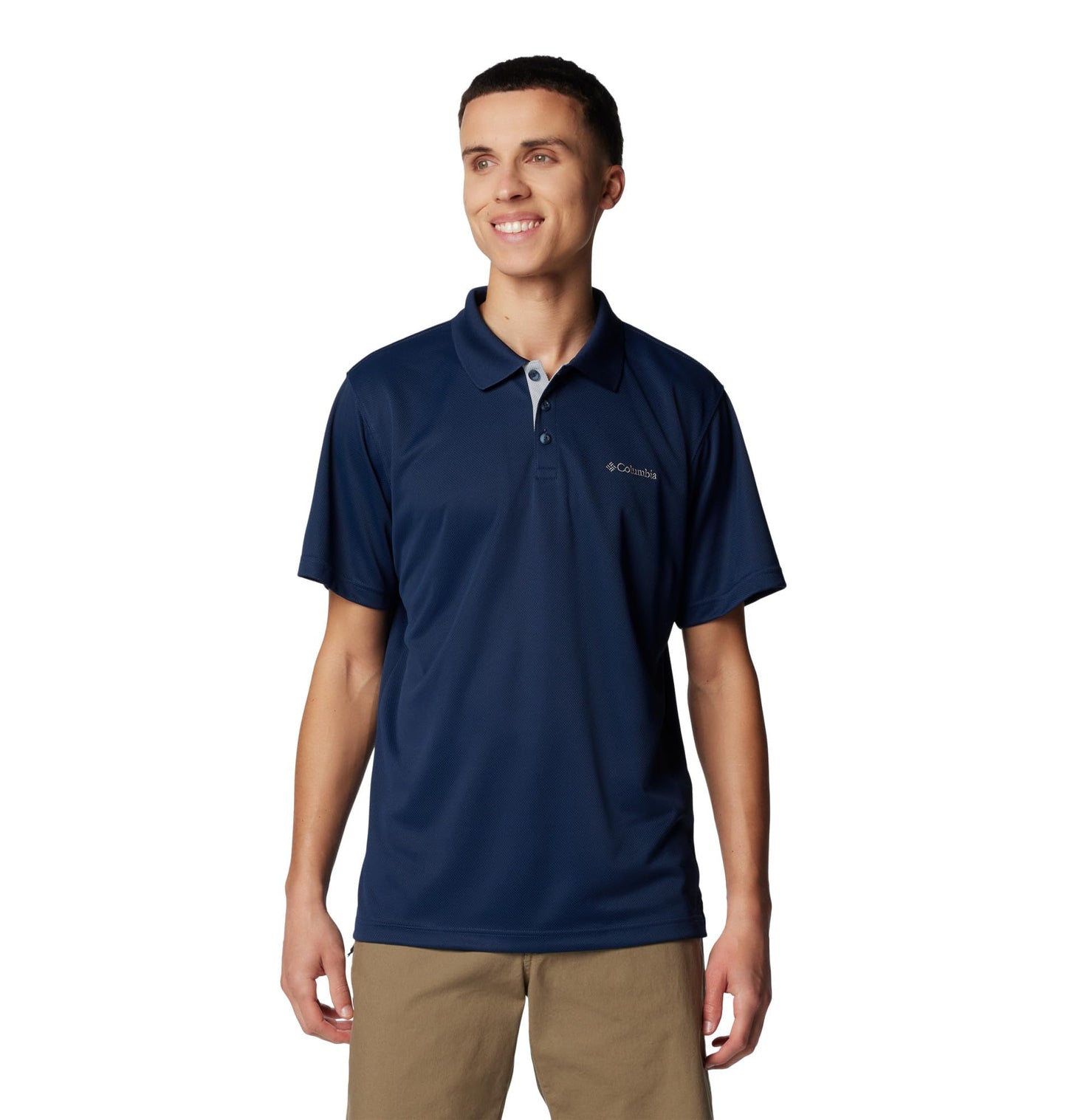 Columbia Mens Utilizer Short Sleeve Polo, Collegiate Navy, Small