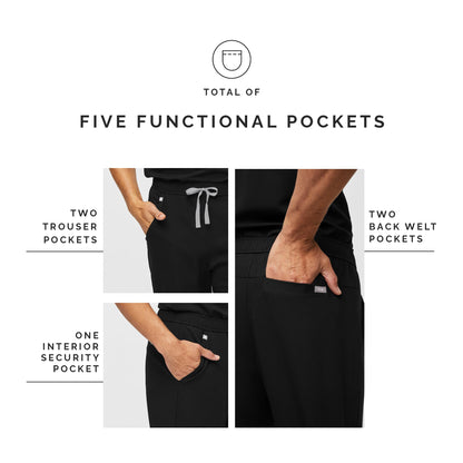 FIGS Tansen Jogger Scrub Pants for Men - Black, Short M