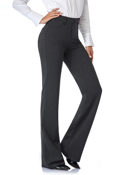 Tapata Women's 28''/30''/32''/34'' Stretchy Bootcut Dress Pants with Pockets Tall, Petite, Regular for Office Work Business 30", Charcoal, S