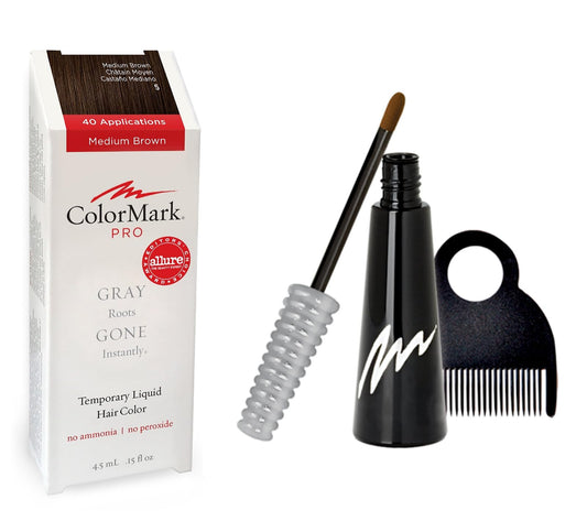 CLOSE OUT SALE ColorMark PRO Medium Brown Liquid Gray Root Touch Up Wand Applicator, Real Hair Color