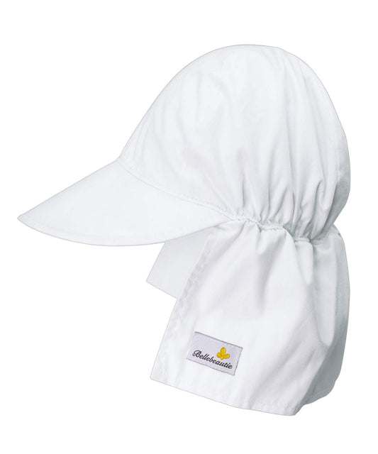 BELLEBEAUTIE Baby Neck Flap Sun Hat Chemical Free Breathable Cotton UPF 50+ Sun Protection Kids Hat White