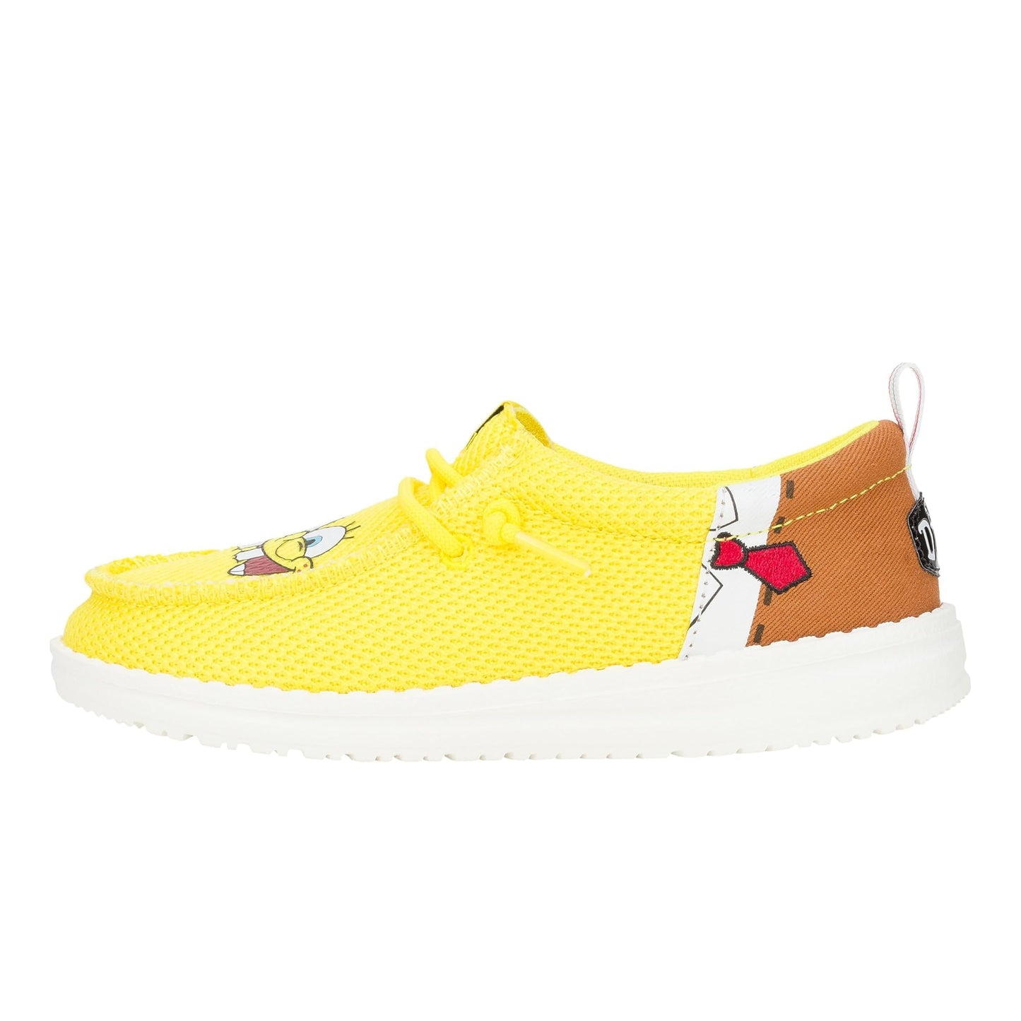 HEYDUDE Kids Boys Wally Funk Spongebob (Little Kid/Big Kid) Brown/Yellow 4 Medium
