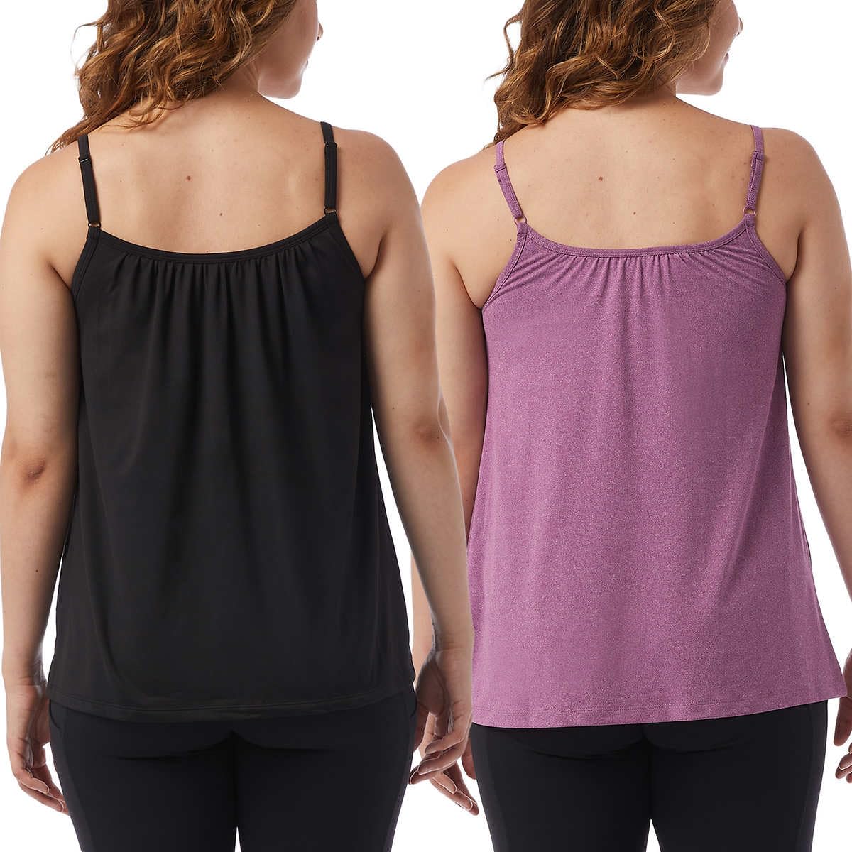 32 Degrees Cool Womens 2-Pack Lightweight Top Cami (US, Alpha, Small, Regular, Regular, Heather Plum/Black)