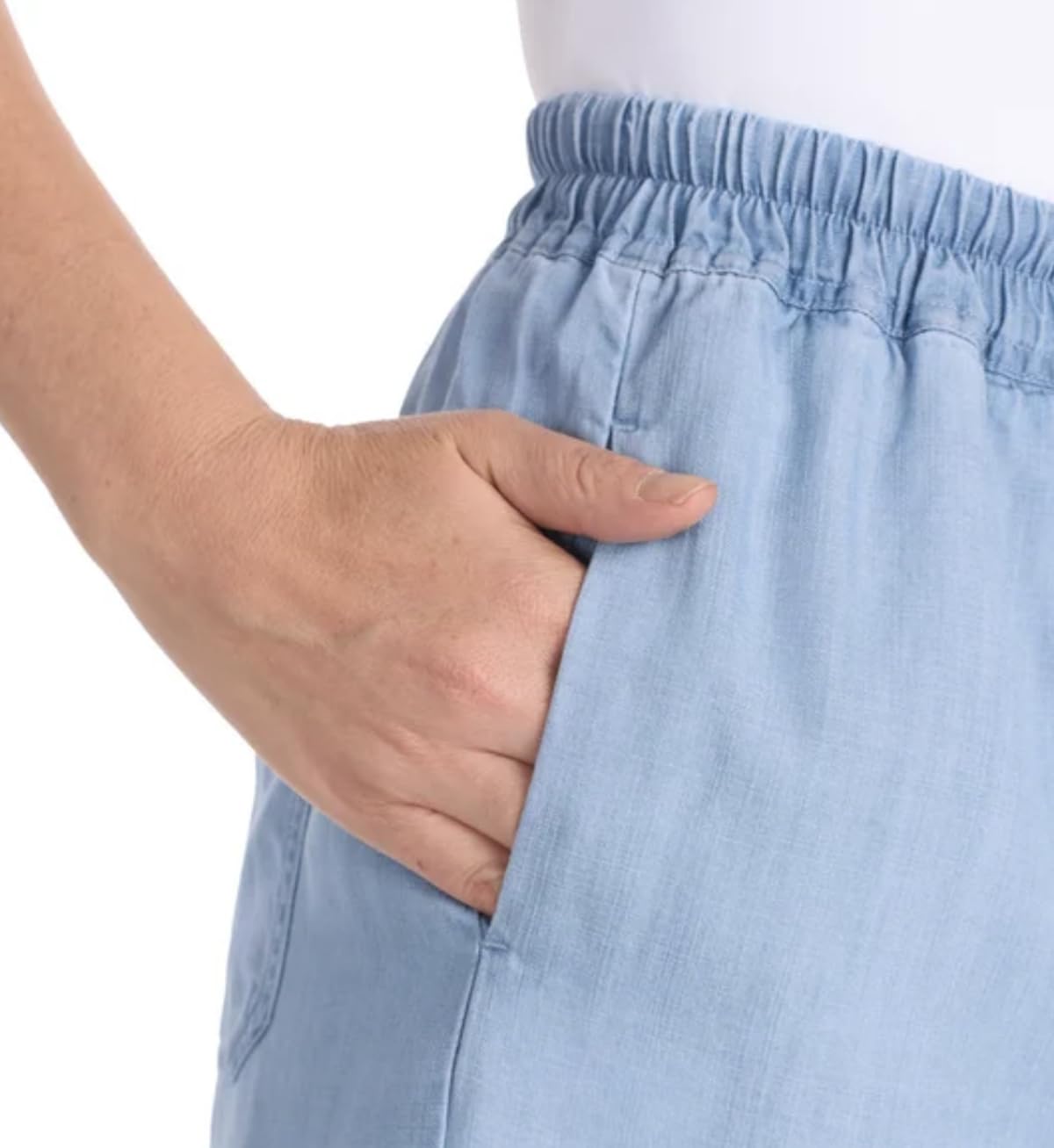 Hilary Radley Women's Pull-On Tencel Short with Pockets (US, Alpha, XX-Large, Regular, Regular, Light Blue (Light Denim))