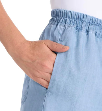 Hilary Radley Women's Pull-On Tencel Short with Pockets (US, Alpha, XX-Large, Regular, Regular, Light Blue (Light Denim))