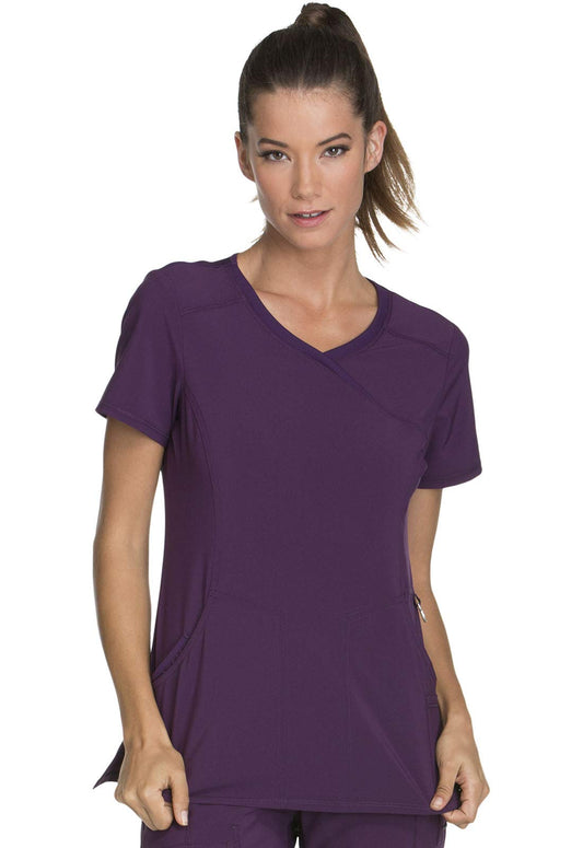 Infinity Cherokee Women Nurse Scrubs Top Mock Wrap Plus Size 2625A, 2XL, Eggplant