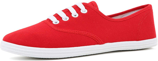VenusCelia Women's Rainbow Lace Up Sneaker Shoes (7 M US,Red)