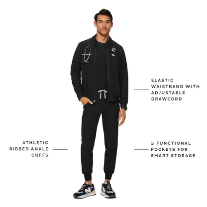 FIGS Tansen Jogger Scrub Pants for Men - Black, Short M