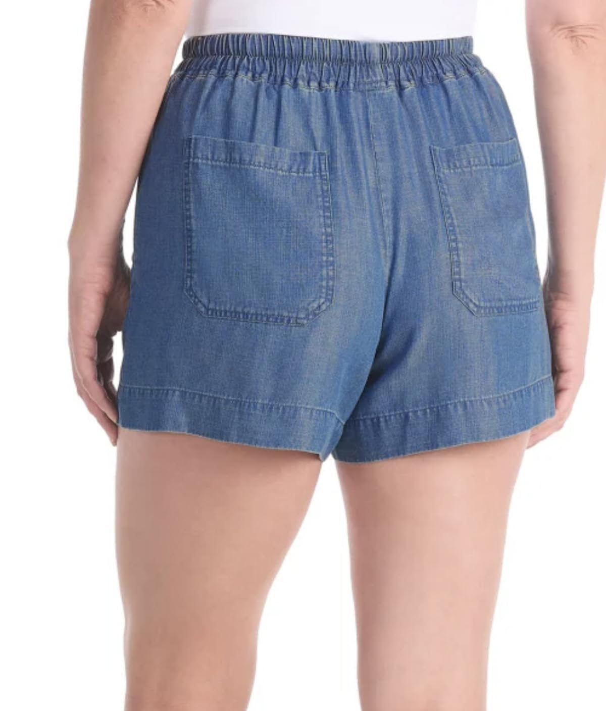 Hilary Radley Women's Pull-On Tencel Short with Pockets (US, Alpha, X-Large, Regular, Regular, Dark Blue (Medium Blue Denim))