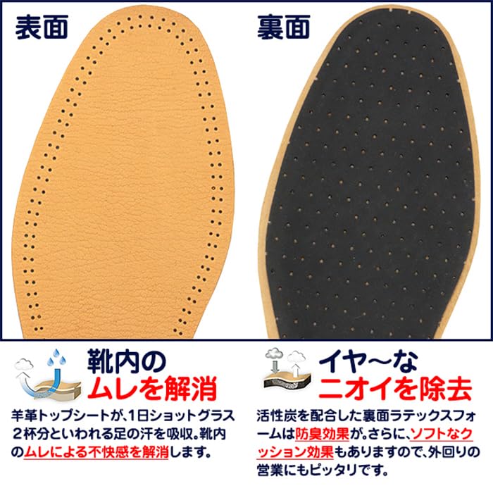 Pedag Royal, Lambskin Leather Insoles, German Made, Activated Carbon for Odor, Latex Padding, Thin & Absorbent, US Men 11- EU 44, Tan