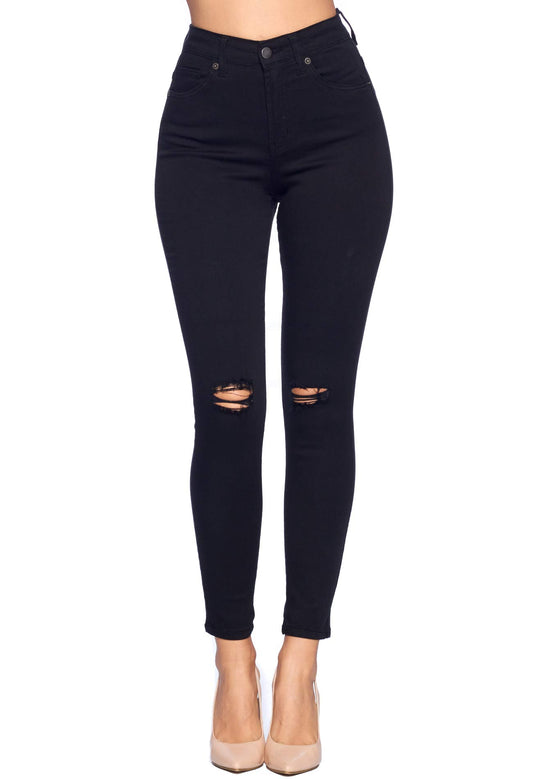 Love Moda Women's High Waist Super Stretch Premium Fabric Skinny Jeans (Black, 9#luvv1006)