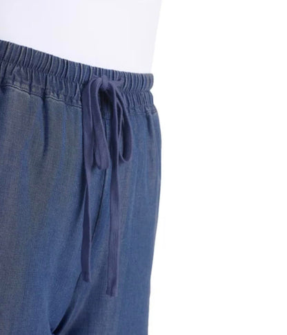 Hilary Radley Women's Pull-On Tencel Short with Pockets (US, Alpha, Large, Regular, Regular, Dark Blue (Medium Blue Denim))