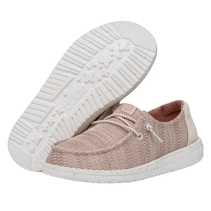 HEYDUDE Wendy Sport Mesh Loafers for Kids Girls Textile Upper Two-Eyelet Lace Closure Slip-on Style