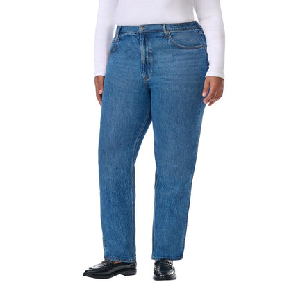 KIRKLAND Signature Women's High-Rise Straight Leg Jeans (US, Numeric, 6, Regular, Regular, Blue)