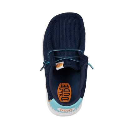 HEYDUDE Boy's Wally Heathered Mesh (Little Kid/Big Kid) Navy 5 Big Kid M
