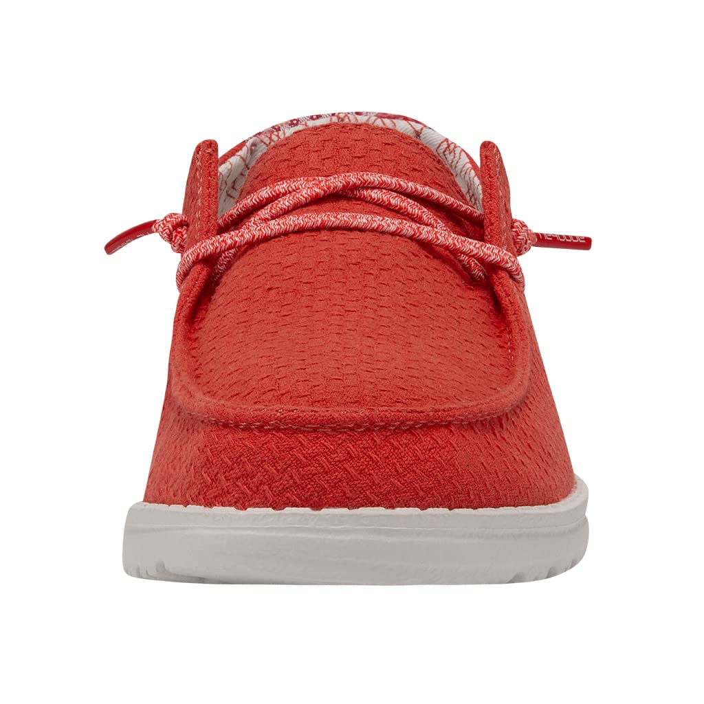 HEYDUDE Women's Wendy Aztec Red Size 11 | Women’s Shoes | Women’s Lace Up Loafers | Comfortable & Light-Weight