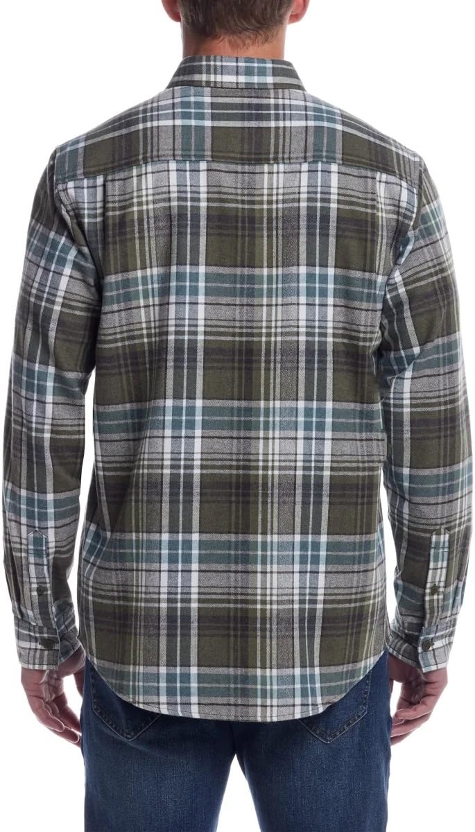 Weatherproof Vintage Mens Flannel Shirt (US, Alpha, XX-Large, Regular, Regular, Green Plaid)