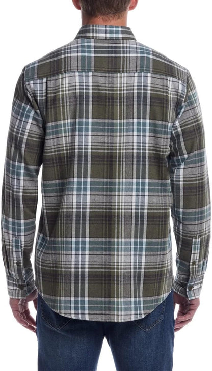 Weatherproof Vintage Mens Flannel Shirt (US, Alpha, XX-Large, Regular, Regular, Green Plaid)