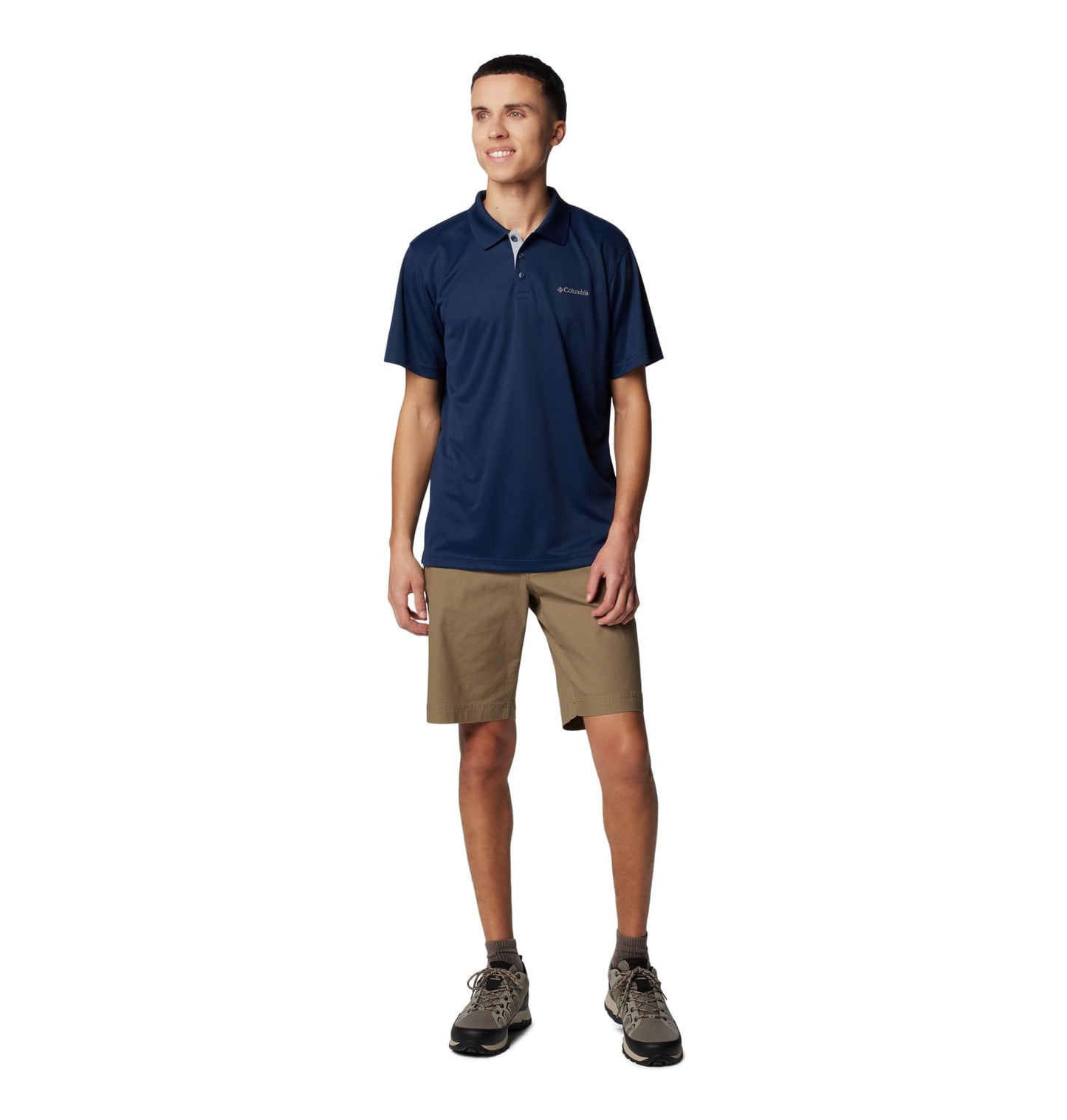 Columbia Mens Utilizer Short Sleeve Polo, Collegiate Navy, Small