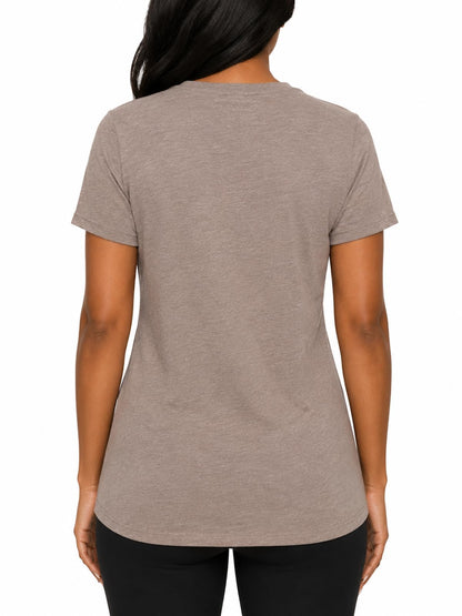 Felina Women's Short Sleeve V-Neck Slub Tee Shirt (US, Alpha, XX-Large, Regular, Regular, Taupe)