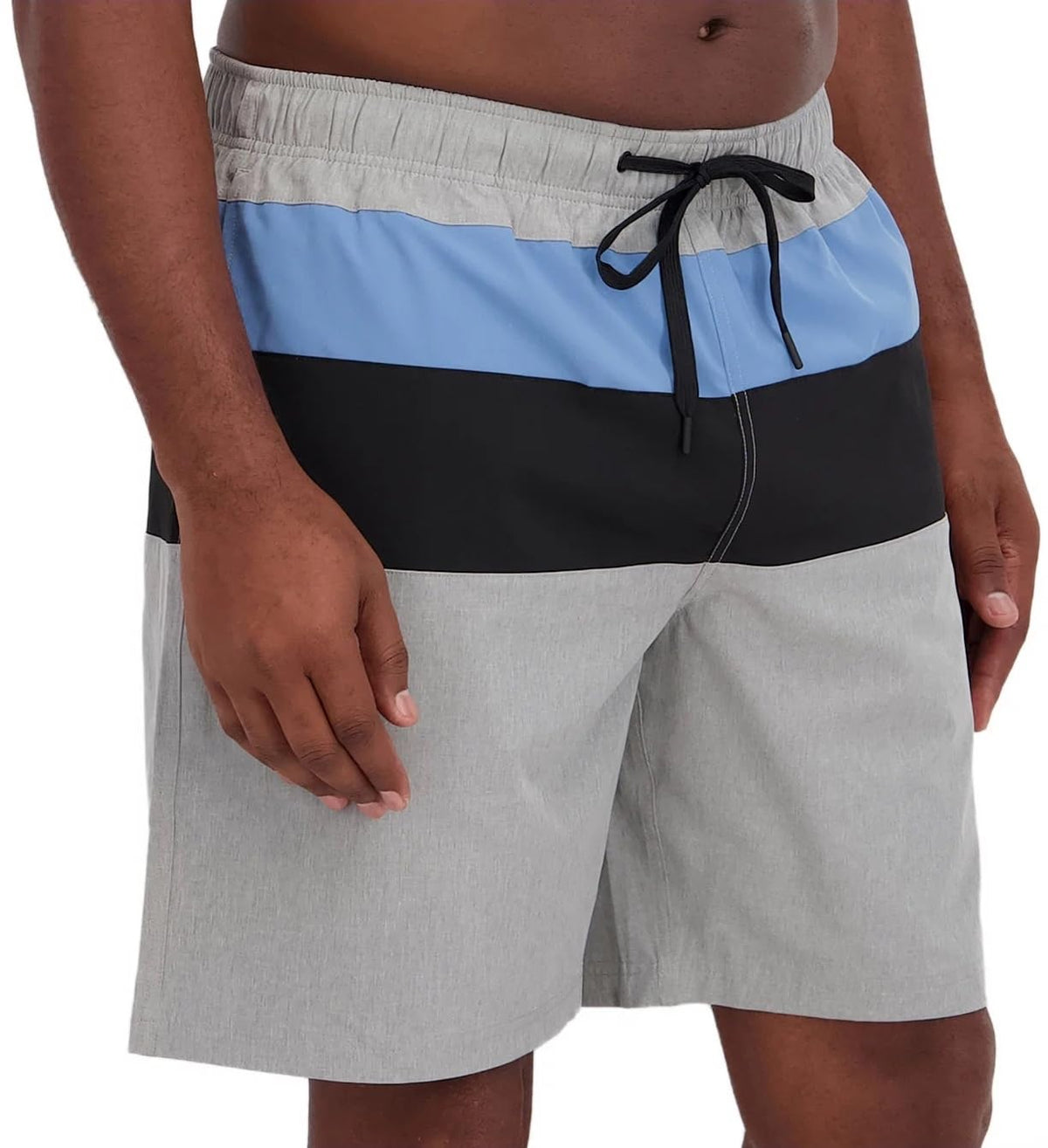 Nautica Mens Lightweight Quick Dry Swim Trunks (US, Alpha, XX-Large, Regular, Regular, Gray/Blue Colorblock)