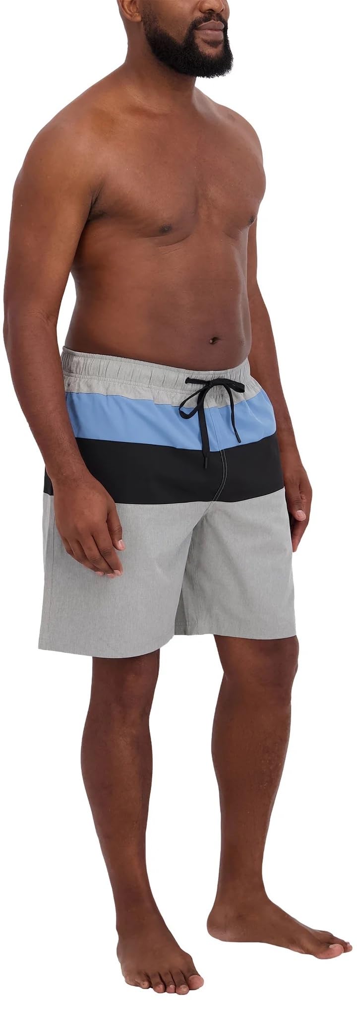 Nautica Mens Lightweight Quick Dry Swim Trunks (US, Alpha, XX-Large, Regular, Regular, Gray/Blue Colorblock)