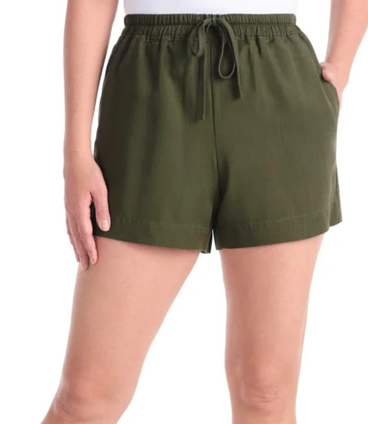 Hilary Radley Women's Pull-On Tencel Short with Pockets (US, Alpha, XX-Large, Regular, Regular, Green (Olive))