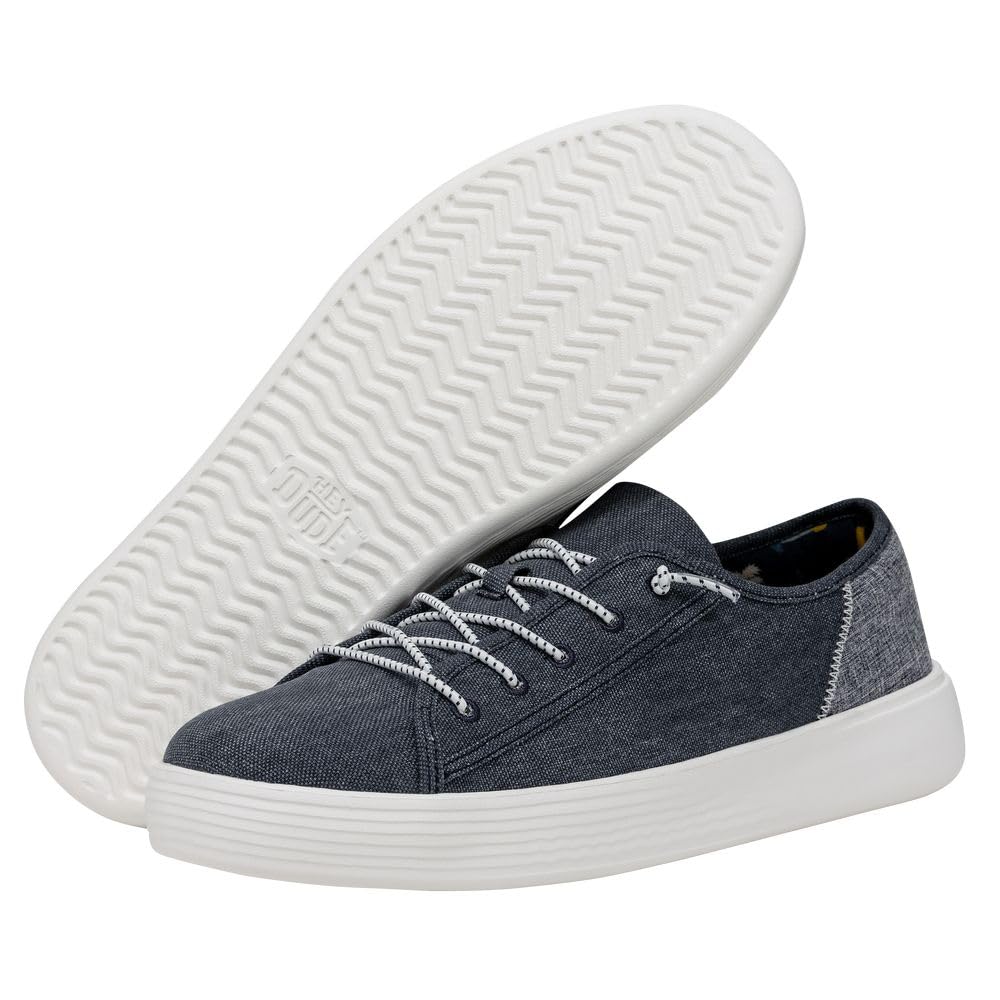 HEYDUDE Men's Cody Craft Slip On Sneaker, Navy Size 14 | Casual Textile Shoe with Elastic Laces & EVA Outsole
