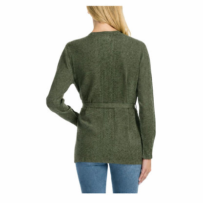 Splendid Women's Belted Button Front Long Sleeve Cardigan with Pockets (US, Alpha, X-Large, Regular, Regular, Green)