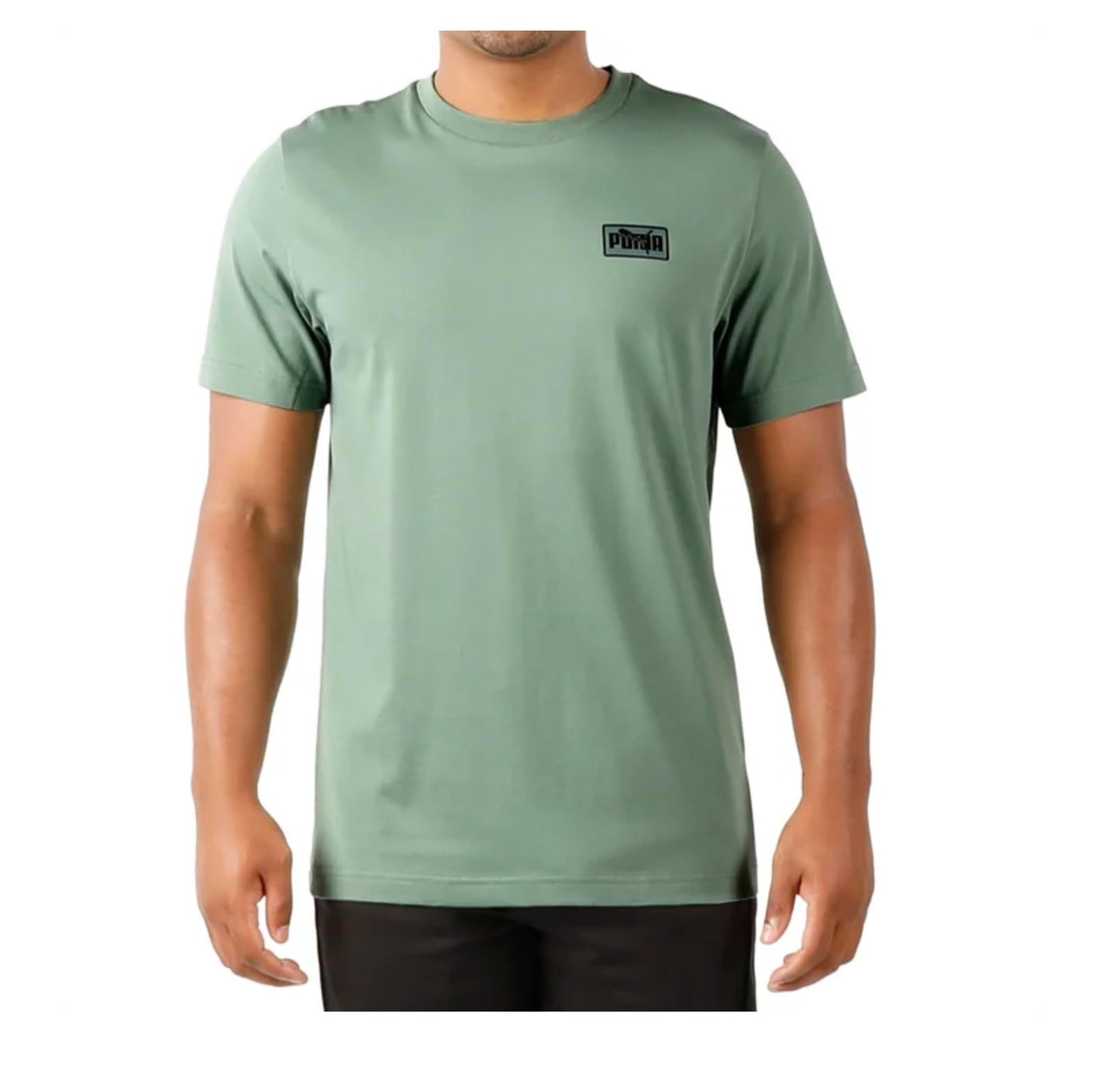 PUMA Men's Short Sleeve Crew Neck Logo Tee Shirt (US, Alpha, Small, Regular, Regular, Green)