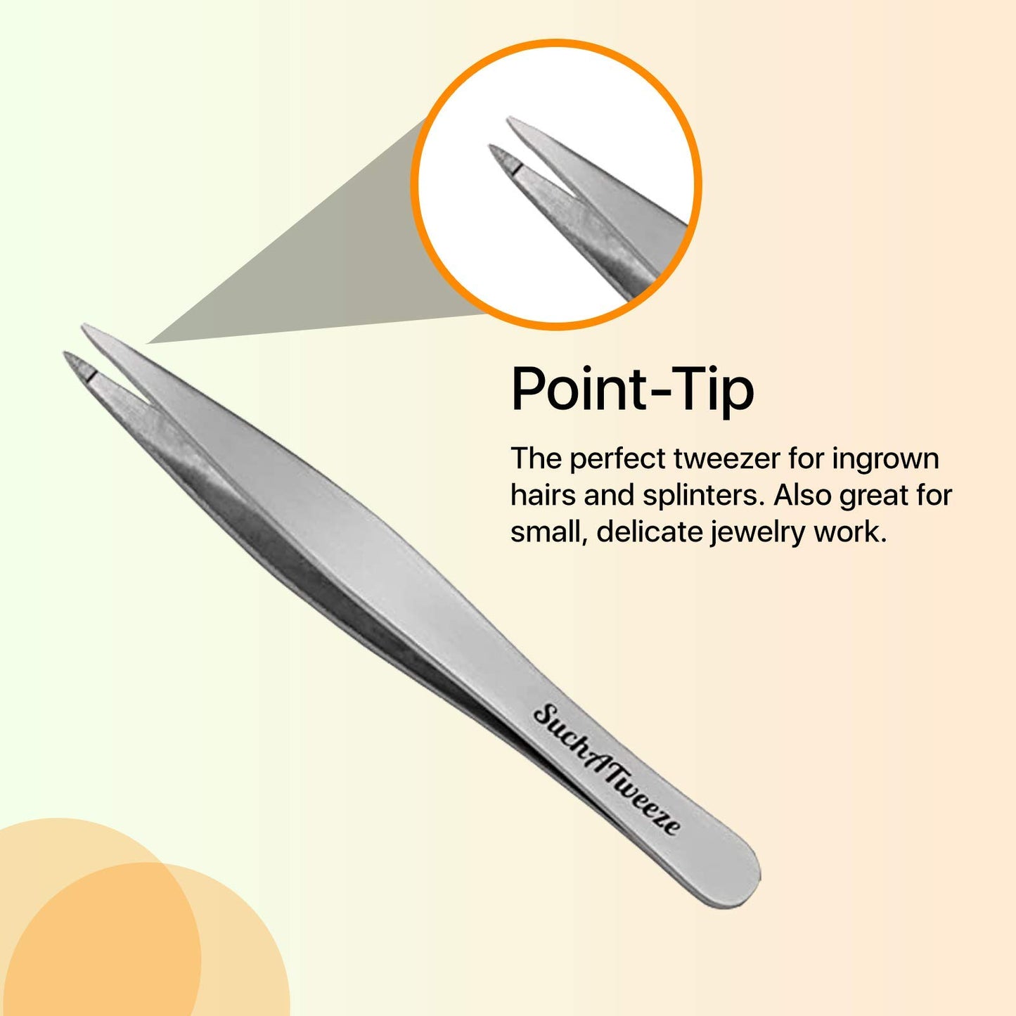 SuchATweeze Stainless Steel Slant Tweezer - Well Designed Protected Tip - Precision Plucker for Men and Women - Perfect for Ingrown and Facial hairs - 5.12� x 1.97� x 0.59�(Set of 4)