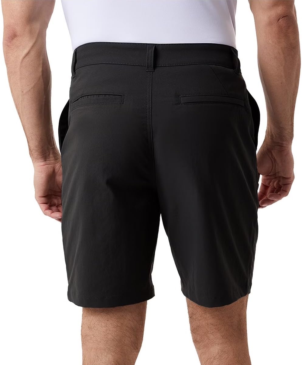 32 Degrees Cool Men's Stretch Canvas Chino Short (US, Waist, 40, Regular, Black, 40)