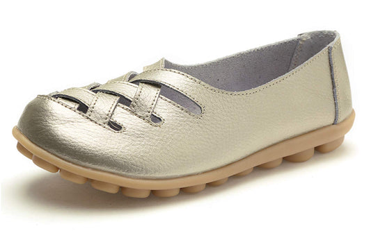 VenusCelia Women's Comfort Walking Casual Flats Loafer(6 M US,Gold)