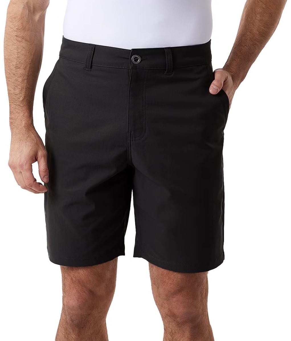 32 Degrees Cool Men's Stretch Canvas Chino Short (US, Waist, 40, Regular, Black, 40)