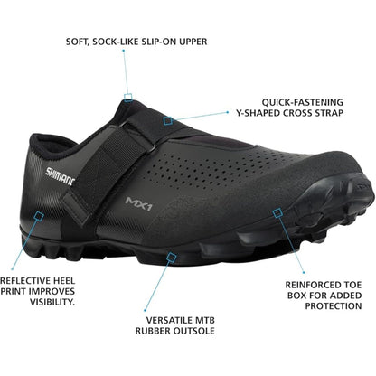 SHIMANO SH-MX100 Multi-Use Off-Road Cycling Shoe, Black, 9 (EU 43)