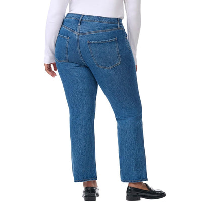 KIRKLAND Signature Women's High-Rise Straight Leg Jeans (US, Numeric, 6, Regular, Regular, Blue)