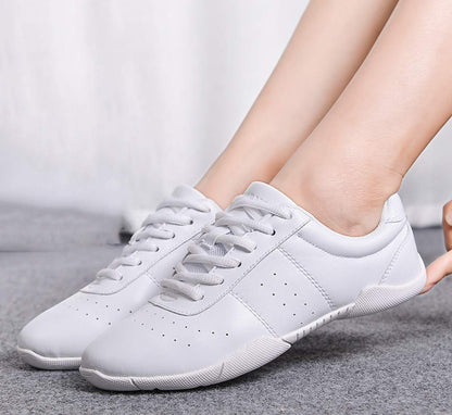 Lnafan Women’s Girls’ Lace-Up Gym Sport Aerobics Cheerleading Dance Shoes Training Sneakers White Size 7.5M