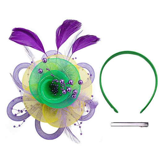 mycharm Fascinator Headband for Women 1920s 1950s Feather Kentucky Derby Hat Tea Party Cocktail Headwear Wedding Headpiece, Purple22-1, One Size